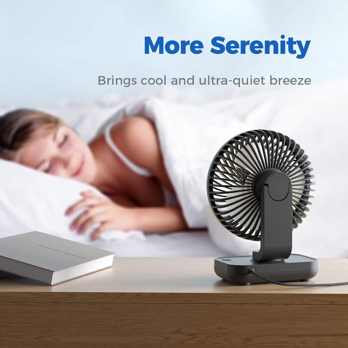 USB вентилятор OCOOPA - тихий, портативний, 4 швидкості, 4000mAh, для дому, офісу, чорний/темно-синій