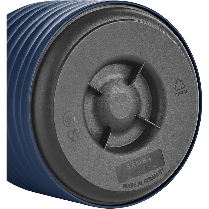 Термос Emsa Samba Wave Navy 1.0 л: ізоляція 12h/24h, не протікає, з швидким клапаном | З нержавіючої сталі