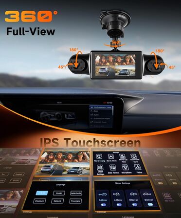 Відеореєстратор VECHTEL 1080P/2K для авто, подвійна камера з WiFi, 3