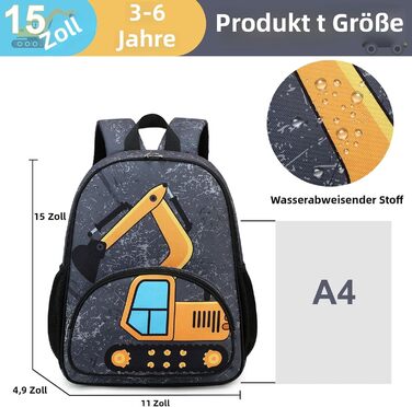 Дитячий рюкзак LOIDOU для хлопчика, 38 см, 3-8 років (темно-сірий)