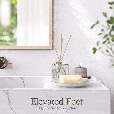 Підставка для мила Luxspire з кераміки, антиковзна, білий мармур, для ванної кімнати, душу та кухні