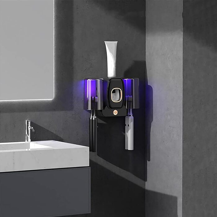 Інтелектуальний стерилізатор для зубних щіток з вентилятором, сушкою та підставкою на стіну (Чорний)