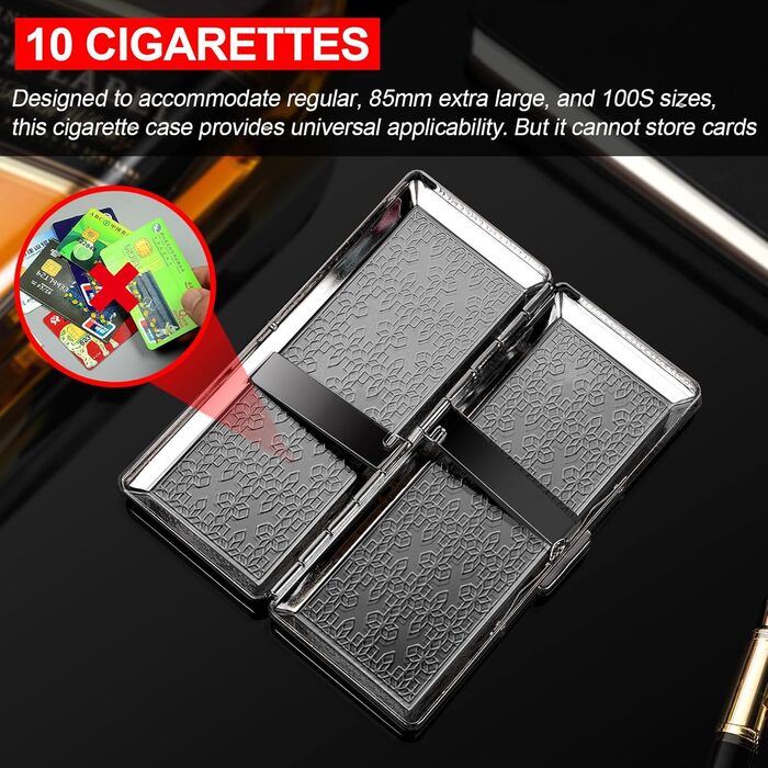 Вінтажний металевий тютюнониця для чоловіків та жінок, вміщує 18-20 сигарет (100 мм), чорний у горошок