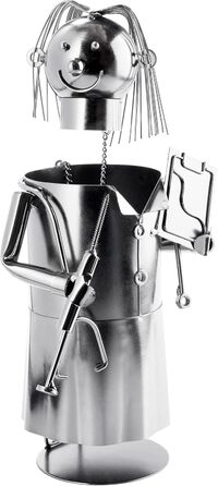 BRUBAKER Wine Bottle Holder Doctor - Metal Sculpture Bottle Stand - 20 cm - Wine Gift for Patients, Specialist Doctors, Medical Students for Studying - with Greeting Card