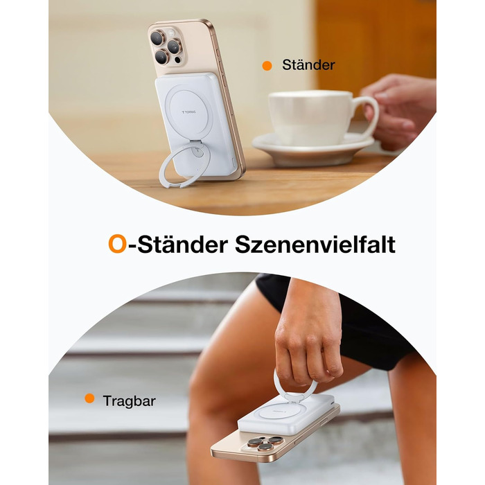 TORRAS Power Bank 5000mAh з MagSafe, 22.5W PD, USB-C, для iPhone 17 Pro Max та інших моделей