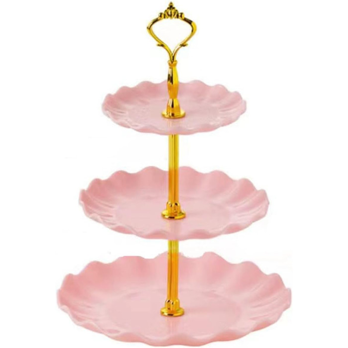 Підставка для тістечок Wagoodter 3 яруси, для тортів, десертів, на весілля, день народження, чаювання (порошкове покриття)