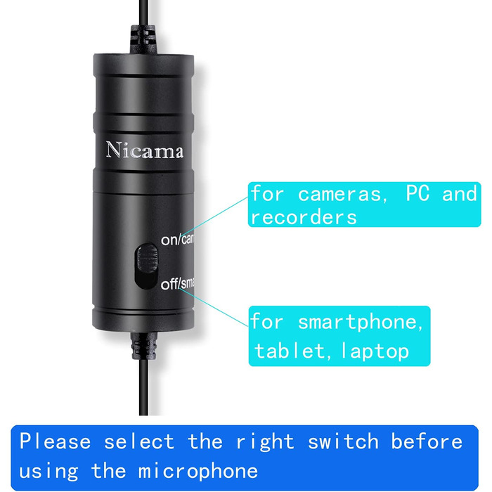 Мікрофон-петличка Nicama LVM1 з вітрозахистом, конденсаторний, для iPhone, смартфонів, Canon, Nikon, DSLR, відеокамер