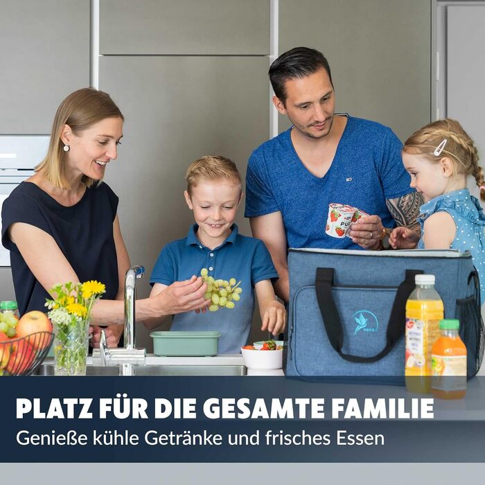 Термосумка 30л (складніша) з ізоляцією, 10-12 годин, з відкривачем, PEVA, для роботи, офісу, пікніка, покупок, будівництва (30л, блакитна)