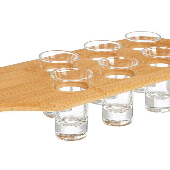 Bamboo Spirits Board with 6 Glasses