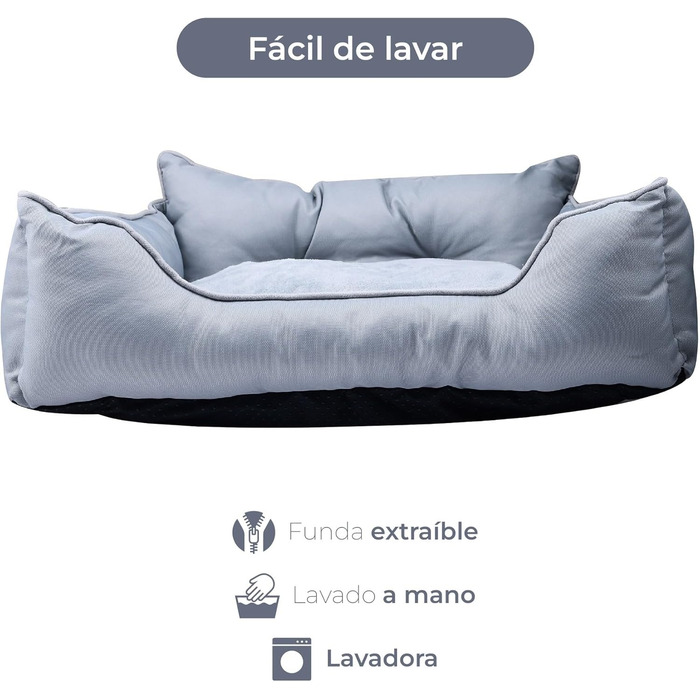 UNITED COLORS OF BENETTON. Pets - Dog bed, ergonomic bed, for medium-sized dogs, made of polyester, machine washable, size M, (grey, 90 cm)