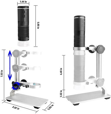 Цифровий мікроскоп Jiusion WiFi USB з HD роздільною здатністю, 50-1000x, бездротова підсвітка, ендоскоп, 8 LED, мінікамера зі штативом, сумка, сумісний з iOS, Android, Windows, Mac