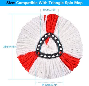 6-Piece Replacement Heads for Queta Spin Mop - Microfiber Mop Refill Head, 360° Spin Mop for Home Cleaning, Effective Cleaning of Heavy Dirt