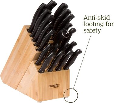 Універсальний бамбуковий блок для ножів Shenzhen Knives XL на 20 широких слотів – органайзер для зберігання кухонних ножів без ножів