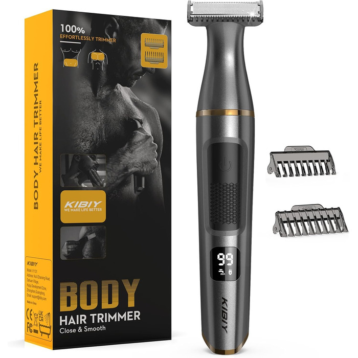 Електричний триммер для тіла чоловічий Kibiy з LED-дисплеєм та IPX7 водозахистом