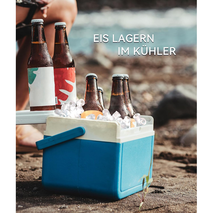 Машина для льоду Ecozy - компактна, самоочисна, 2 розміри кубиків, 9 кубиків за 6 хвилин, 12 кг/24 год, лопатка та кошик для кухні, офісу, бару, вечірки