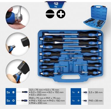Набір ударних викруток BRILLIANT TOOLS BT034012, 12 шт, з ковпачком для ударів [KS TOOLS]