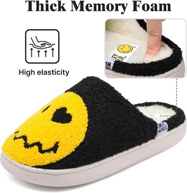Чоловічі домашні тапочки Smilley з плюшу, Memory Foam, теплі зимові тапочки для дому (40/41 EU, чорний)