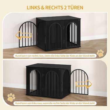 Клітка для собак Hzuaneri, 80 см, 3 двері, сучасний дизайн, чорний колір, для дому, міцна, 80 x 56 x 61 см, DFC85101B