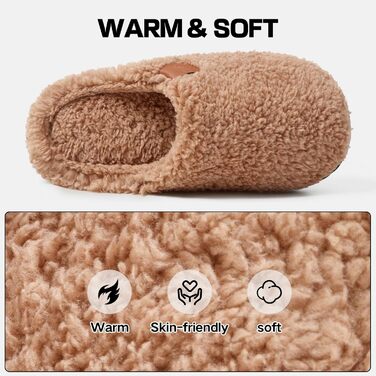 Зимові домашні тапочки для жінок та чоловіків, теплі, з ведмежого хутра, плюшеві, комфортні, з пам'яті ефекту, антиковзаючі, білі (44/45 EU, Коричневий)