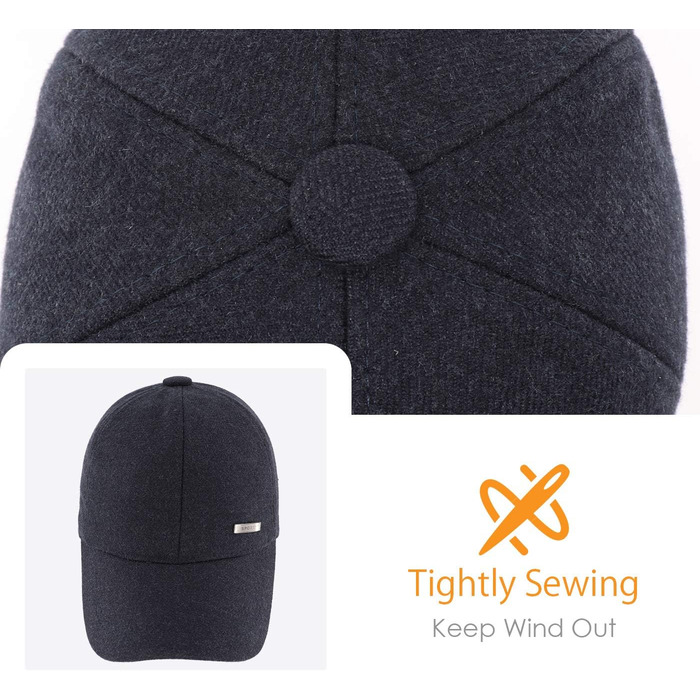 Зимова шапка-кепка Gisdanchz 22-23 з відворотом для вух та металевою застібкою (SW, Marine)