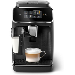 Philips 2300 Series Fully Automatic Coffee Machine - 4 Drinks, Modern Color Touchscreen Display, LatteGo Milk System, SilentBrew, 100% Ceramic Grinder, AquaClean Filter. Matte Black (EP2330/10) Latte Go 4 Coffee Specialties