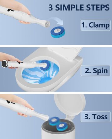 Electric Toilet Brush and Holder, Leebein Electric Toilet Bowl Scrubber Kit with 8 Replaceable Brush Heads, Disposable Toilet Brush with 6 Cleaning Refills, 2 Grout Brushes (Replacement Brush 36)