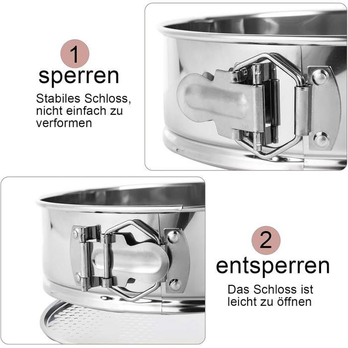 Форма для випічки Hikaproligt з нержавіючої сталі, Ø 26 см, кругла, з антипригарним покриттям та захистом від протікання, знімний дно, для чізкейків та тортів