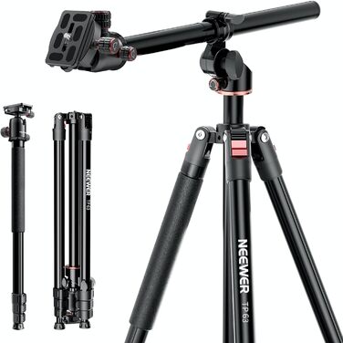 Штатив для камери NEEWER з моноподом, 72 дюйми, алюмінієвий, для DSLR/Camcorder, 360° кульковий шарнір, QR-платформа Arca, вантажопідйомність 15 кг, тканина для чищення