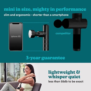Масажер для тіла Homedics MYTI Mini з підігрівом - електричний ручний масажний прилад у кишеньковому форматі з 5 насадками та 4 рівнями вібрації - для розслаблення м'язів, чорний