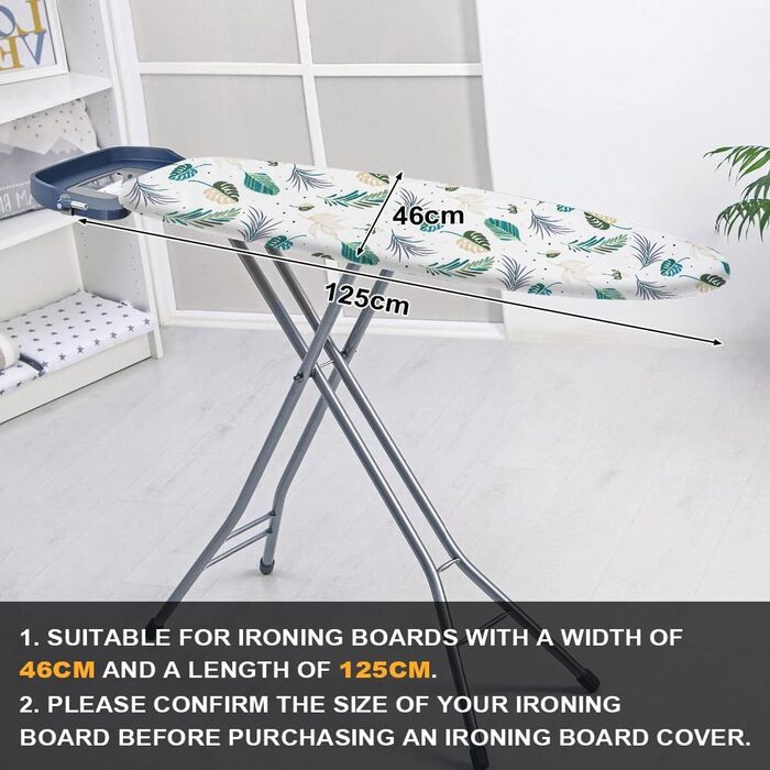Чохол для прасувальної дошки, 125 x 46 см, універсальний, з гумкою, бавовна, підходить для парогенератора та праски (зелений)