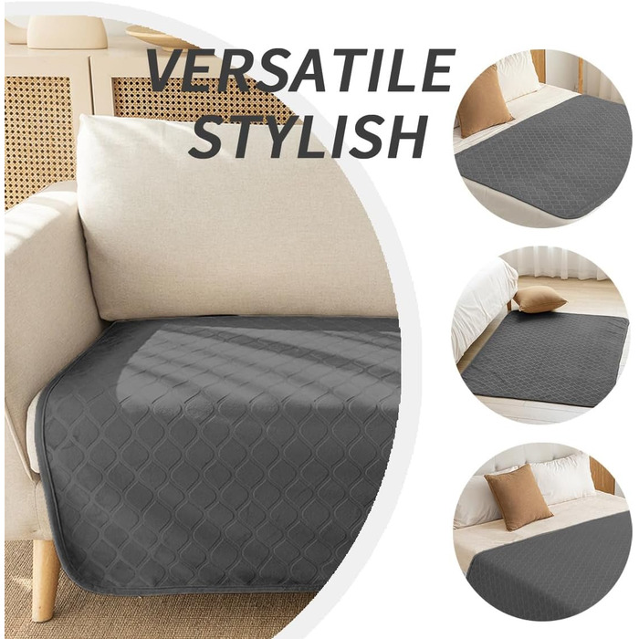 Водонепроникний килимок для собак, 127x152 см. М'який двосторонній килимок для собак та захисний чохол на диван. Сірий + Бежевий, Темно-сірий + Бежевий