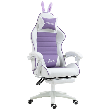 Ігрове крісло Vinsetto Ergonomic Gaming Chair з підтримкою попереку, підставкою для ніг, ігровий диван з вушками, подушкою для голови, офісне крісло з регульованою спинкою та функцією відкидання, фіолетовий | Aosom