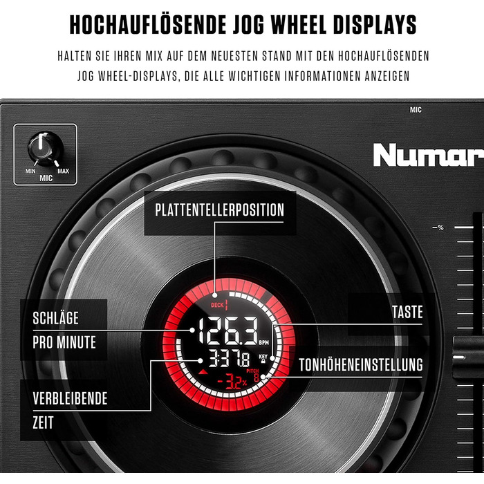 DJ контролер Numark NS4FX: 4 канали, Touch-Jogwheels, Pads, ефекти, Serato DJ Lite, чорний