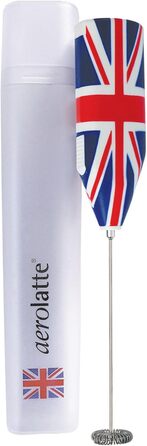 Aerolatte: бездротовий спінювач молока з чохлом для зберігання, на батарейках, дизайн Union Jack