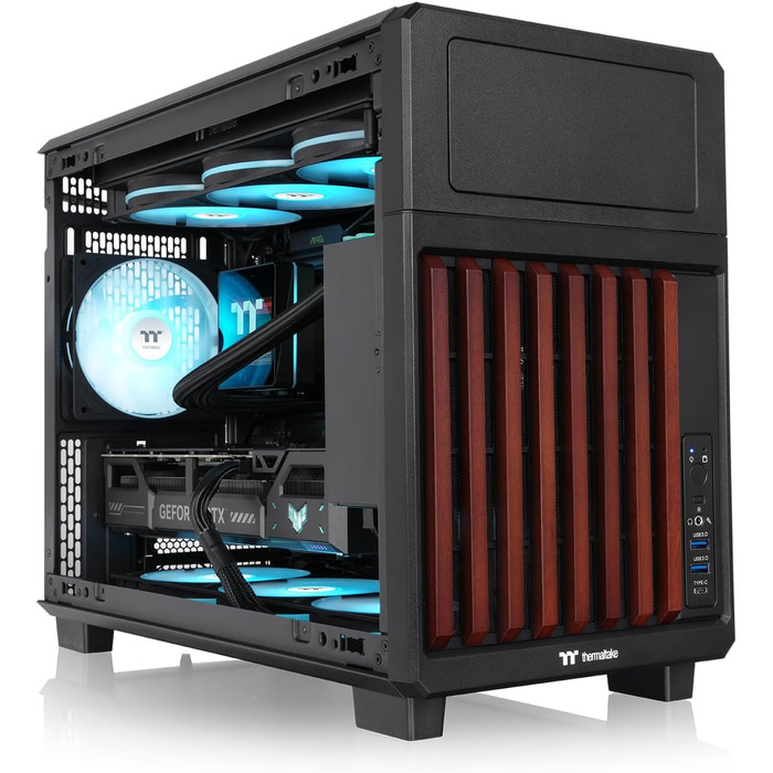 Корпус для ПК Thermaltake TR200 WS Micro-ATX/Mini-ITX, підтримка СРО 360мм, 7 вентиляторів 120мм, USB-C, чорний