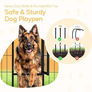 Металевий вольєр для собак, 61 см, 8 панелей, чорний. Ідеально для дому, вулиці, кемпінгу, саду, тераси.