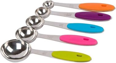 Набір мірних ложок Xingxinrong з нержавіючої сталі (5 ложок) з силіконовою ручкою, з гравіюванням шкали (US та міжнародна)