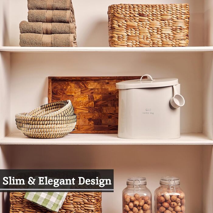 Контейнер для корму для тварин Premier Housewares, метал, кремовий, 6.5 літра, Lucky Dog, 15x25x24 см