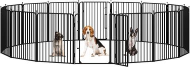 Вольєр для цуценят Yaheetech 16-секційний з замком, захистом для підлоги та металевим дротом 8 мм, 80 см, для квартири та саду