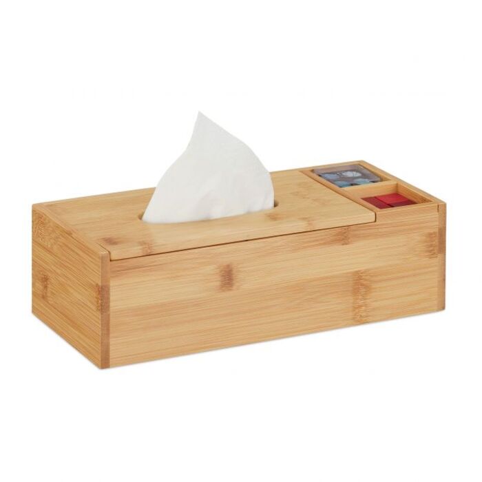 Relaxdays Bamboo Touchless Soap Dispenser with 2 Compartments