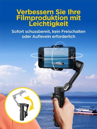 Стабілізатор Gimbal AOCHUAN для iPhone та Android - 3-осьовий, з фокусуванням, трекінг облич/об'єктів, для відеозйомки