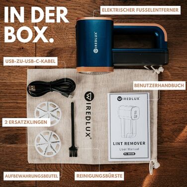 Електричний машинка для видалення катишків WiredLux для одягу та меблів, LED-підсвітка, 3 швидкості, 6-лезова, USB-зарядка, графітово-сірий/мідний, кобальтово-синій/мідний