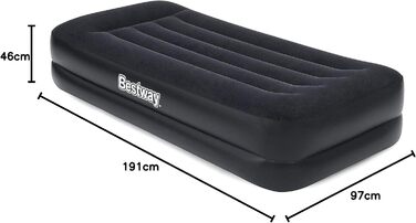 Надувне ліжко Bestway Tritech Aeroluxe чорного кольору, 191 x 97 x 46 см, односпальне, з вбудованим електронасосом