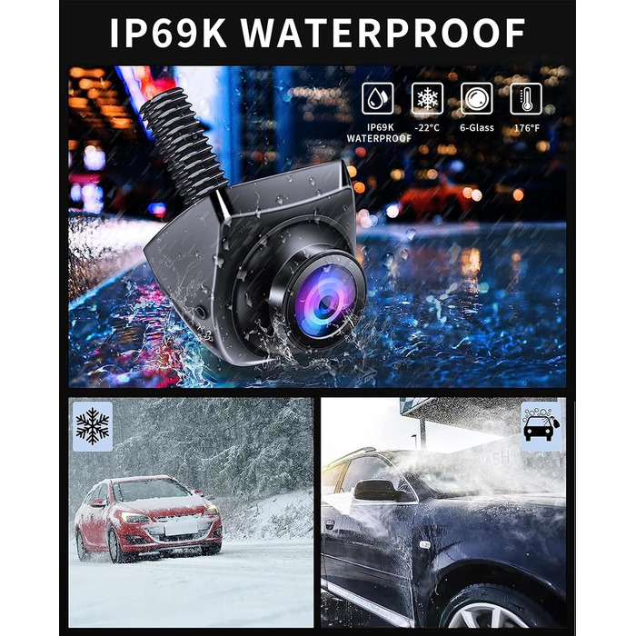 Автомобільна HD 1080P камера заднього виду OBEST з 4.3'' монітором, нічне бачення, водонепроникна IP69, комплект для автобуса, фургона, вантажівки, кемпера, причепа