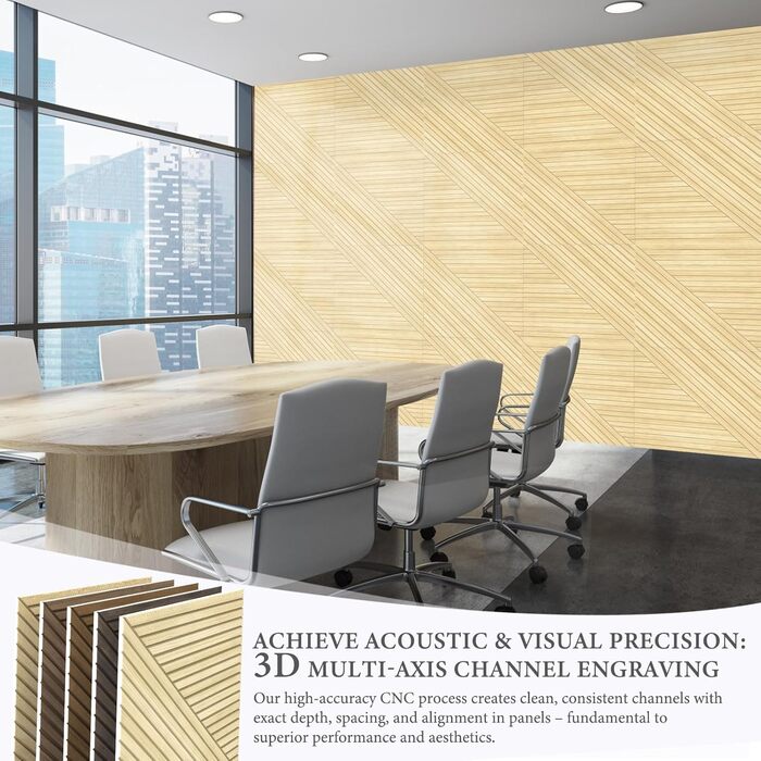 Акустичні панелі JBER, самоклеючі звукопоглинаючі стінові панелі для офісу, студії та дому, 6 шт, 180 x 120 см, колір білий віск/тик