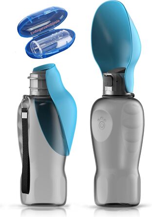 Набір для собак 2 шт: велика складана пляшка для води 800 мл + зубна щітка | Преміум якість, витік неможливий | Для подорожей