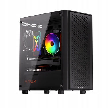 Корпус для комп'ютера Krux Scor, бічна панель зі скла, 1 вентилятор, mATX, чорний
