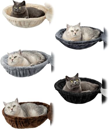 М'яка ліжечко-мульда для котів Lionto з плюшу, Ø 40 см, 25 см глибина, з металевим кріпленням M8, для котячих будиночків, чорного кольору