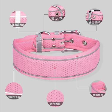 Великий нашийник для собак, сітчаста тканина, дихаючий, м'яко підшитий, світловідбиваючий, для середніх та великих собак (M, зелений) M Зелений