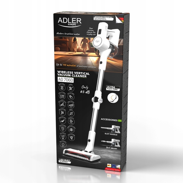 Вертикальний пилосос ADLER AD 7060, білий